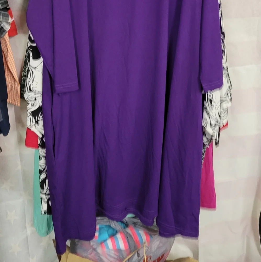 Mountain Mama's Purple 3/4 Sleeve Slit Pockets Tunic Dress XXL - Picture 5 of 5